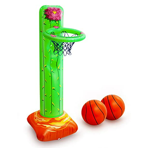 Height-Adjustable Basket 3ft BravoStar Basketball Hoop for Kids 5ft Inflatable Cactus Basketball Set with 2 Balls Indoor Outdoor Gift Toys for Boys Girls Toddler Age 4-8 Outside Backyard Games 